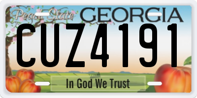 GA license plate CUZ4191