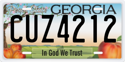 GA license plate CUZ4212