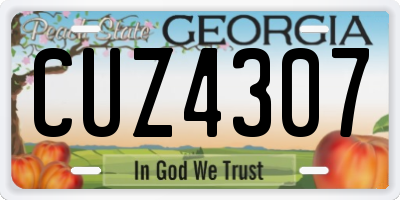 GA license plate CUZ4307