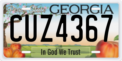 GA license plate CUZ4367