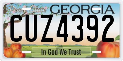 GA license plate CUZ4392