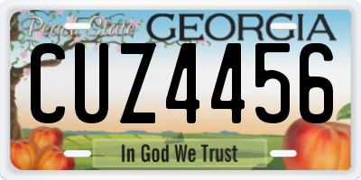 GA license plate CUZ4456