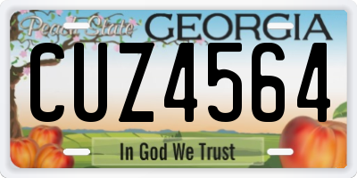 GA license plate CUZ4564