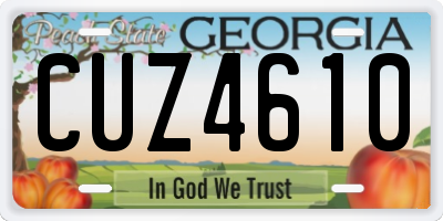 GA license plate CUZ4610