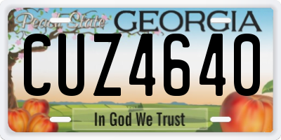 GA license plate CUZ4640