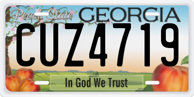GA license plate CUZ4719