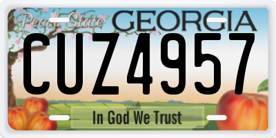 GA license plate CUZ4957