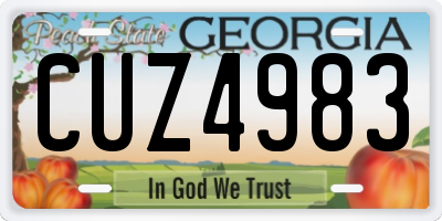 GA license plate CUZ4983