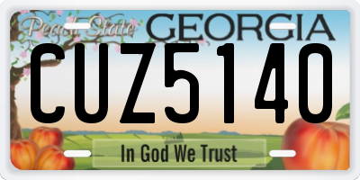 GA license plate CUZ5140