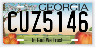 GA license plate CUZ5146