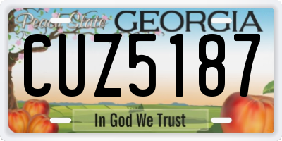 GA license plate CUZ5187