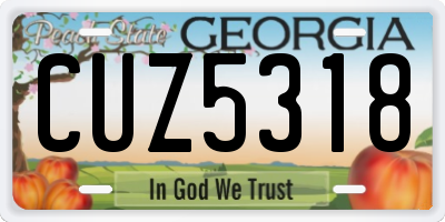 GA license plate CUZ5318