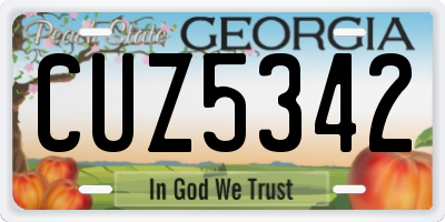 GA license plate CUZ5342