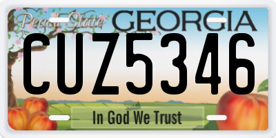GA license plate CUZ5346