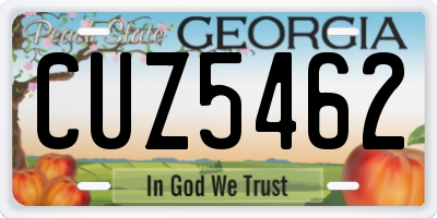 GA license plate CUZ5462