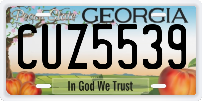 GA license plate CUZ5539