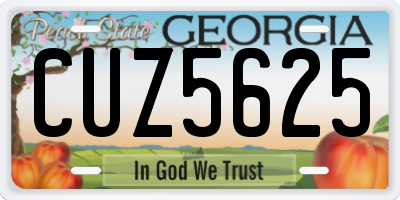 GA license plate CUZ5625
