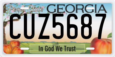 GA license plate CUZ5687