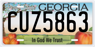 GA license plate CUZ5863