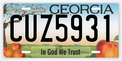 GA license plate CUZ5931