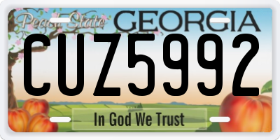 GA license plate CUZ5992