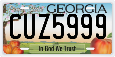 GA license plate CUZ5999