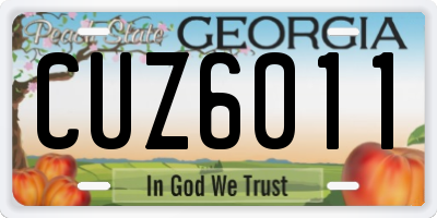 GA license plate CUZ6011