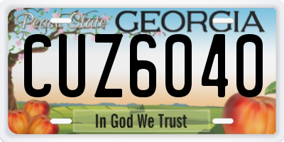 GA license plate CUZ6040