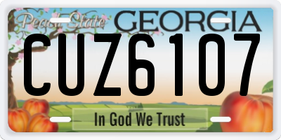 GA license plate CUZ6107