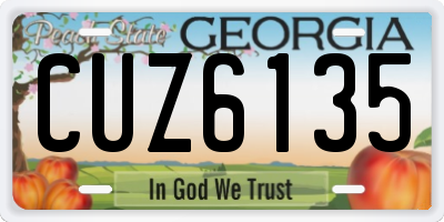 GA license plate CUZ6135
