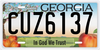 GA license plate CUZ6137