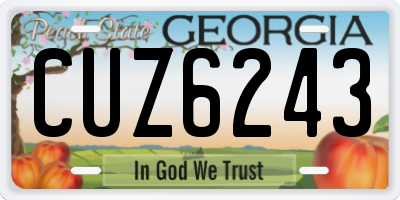 GA license plate CUZ6243