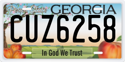 GA license plate CUZ6258