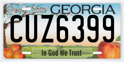 GA license plate CUZ6399