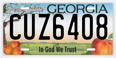 GA license plate CUZ6408