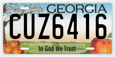 GA license plate CUZ6416
