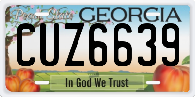 GA license plate CUZ6639