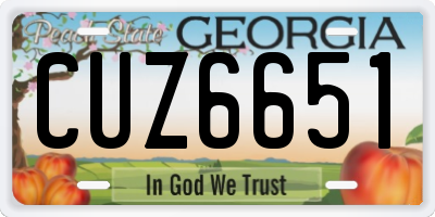 GA license plate CUZ6651