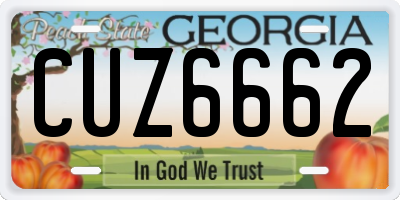 GA license plate CUZ6662