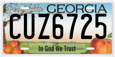 GA license plate CUZ6725