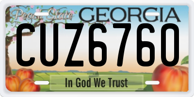GA license plate CUZ6760
