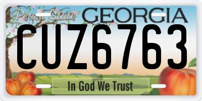 GA license plate CUZ6763