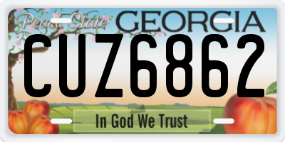 GA license plate CUZ6862