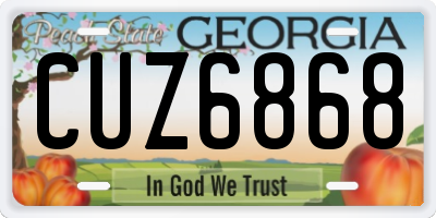 GA license plate CUZ6868