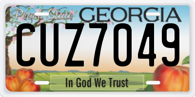 GA license plate CUZ7049