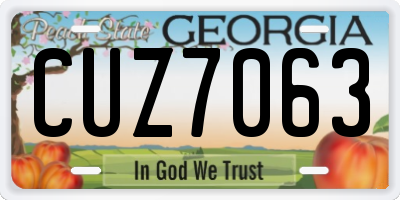 GA license plate CUZ7063