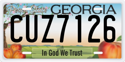 GA license plate CUZ7126