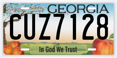 GA license plate CUZ7128