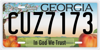 GA license plate CUZ7173