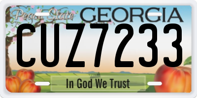 GA license plate CUZ7233